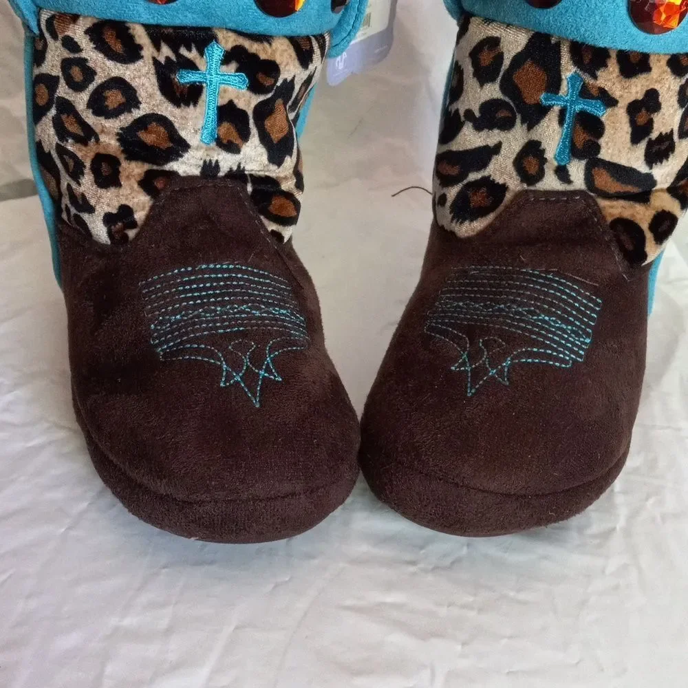 NEW Blazin Roxx Embellished Cowboy Boot Sleepers Size Youth S 12/13